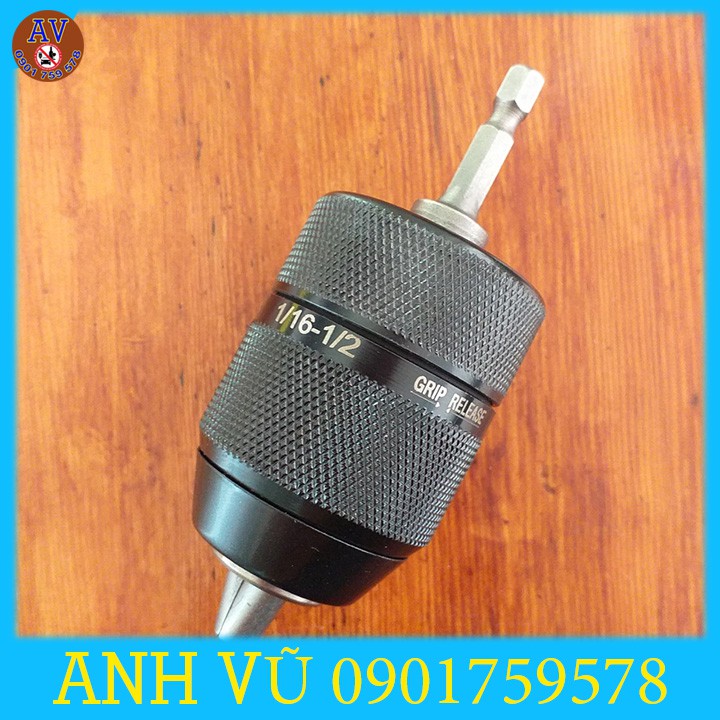 Bộ chuyển măng ranh 1.5_13mm hợp kim autolock cho máy khoan 6.35mm