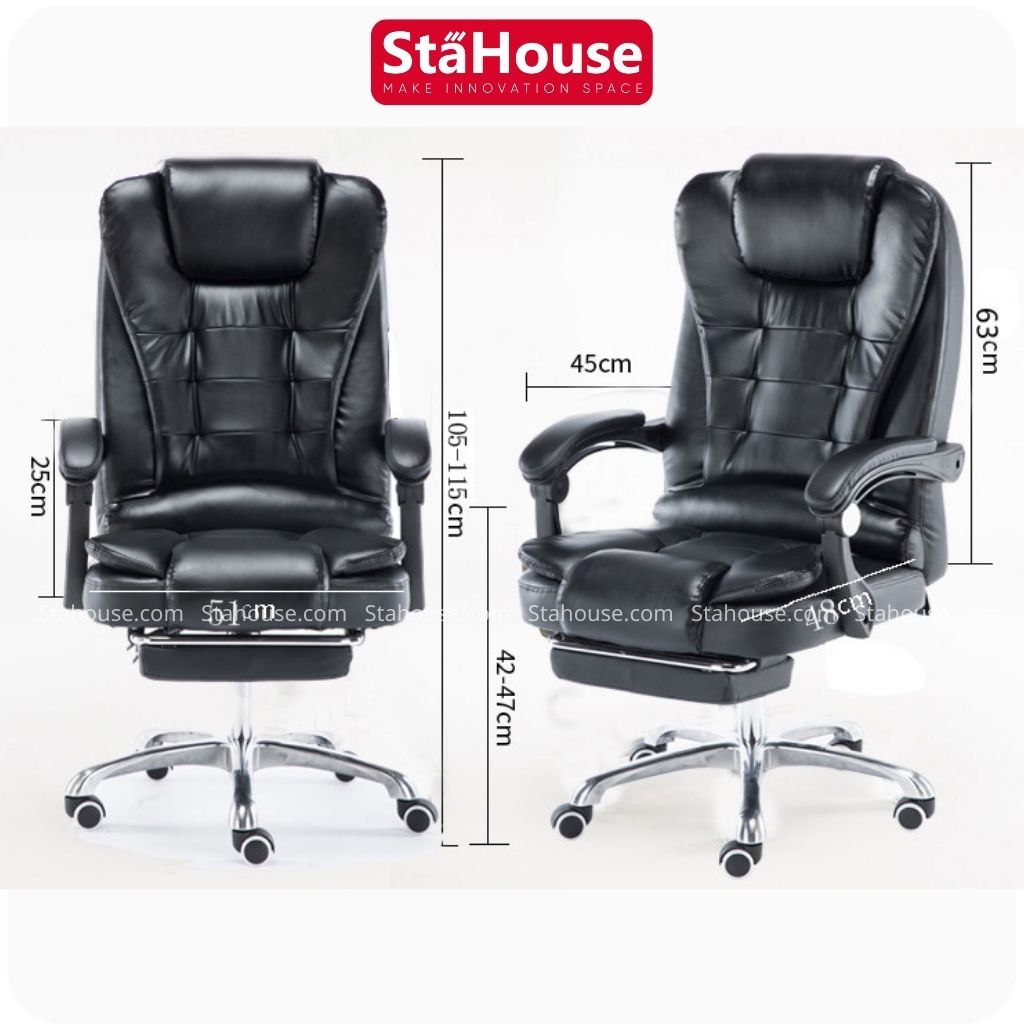 Ghế Giám Đốc Có Massage Bọc Da PU Ghế Văn Phòng Ghế Làm Việc Chân Xoay Có Gác Chân SH-MSA.01