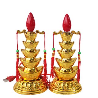 Đôi đèn thờ hình tháp thỏi vàng