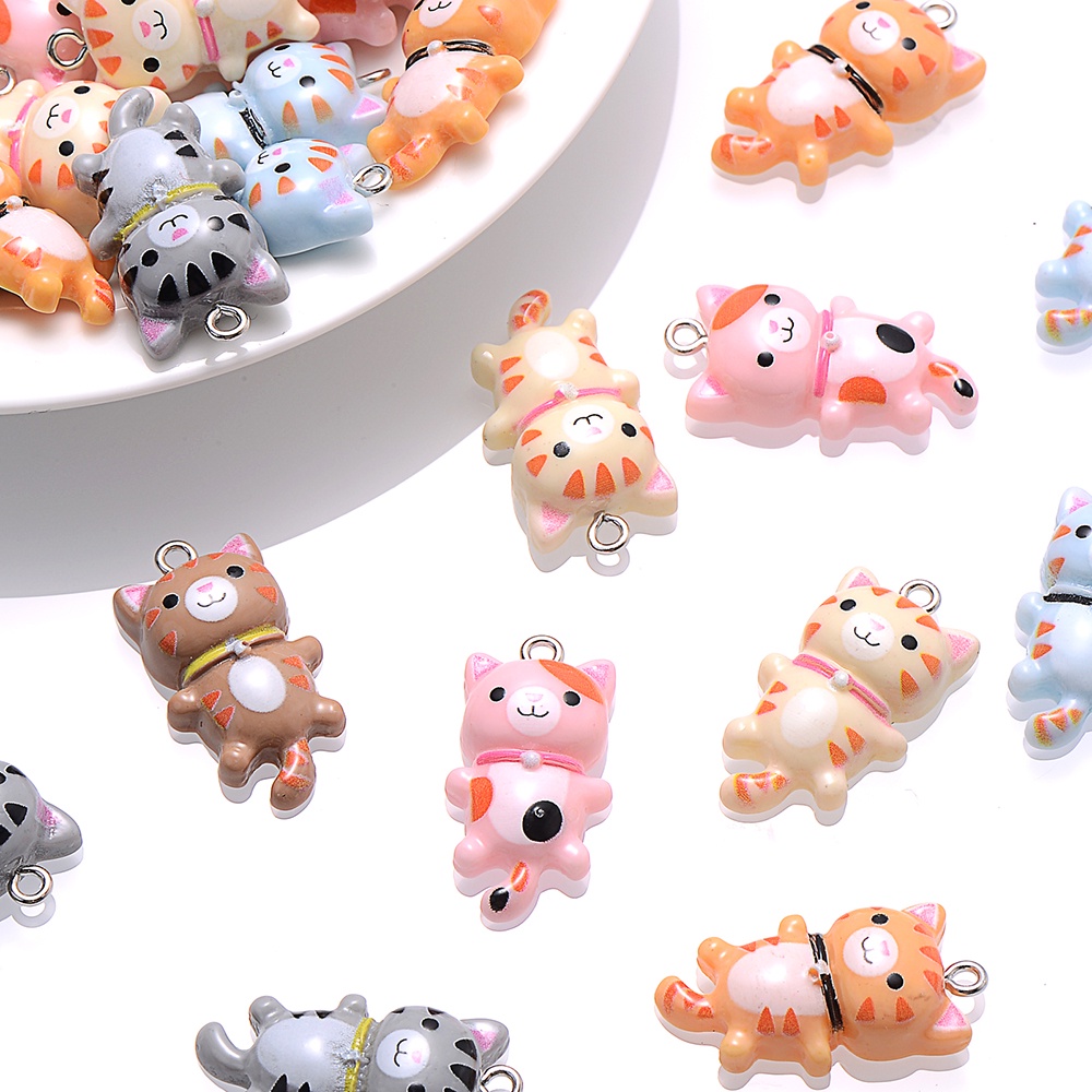 Set 10 Mặt Vòng cổ Hình Mèo Dễ Thương Kích Thước 15x29mm