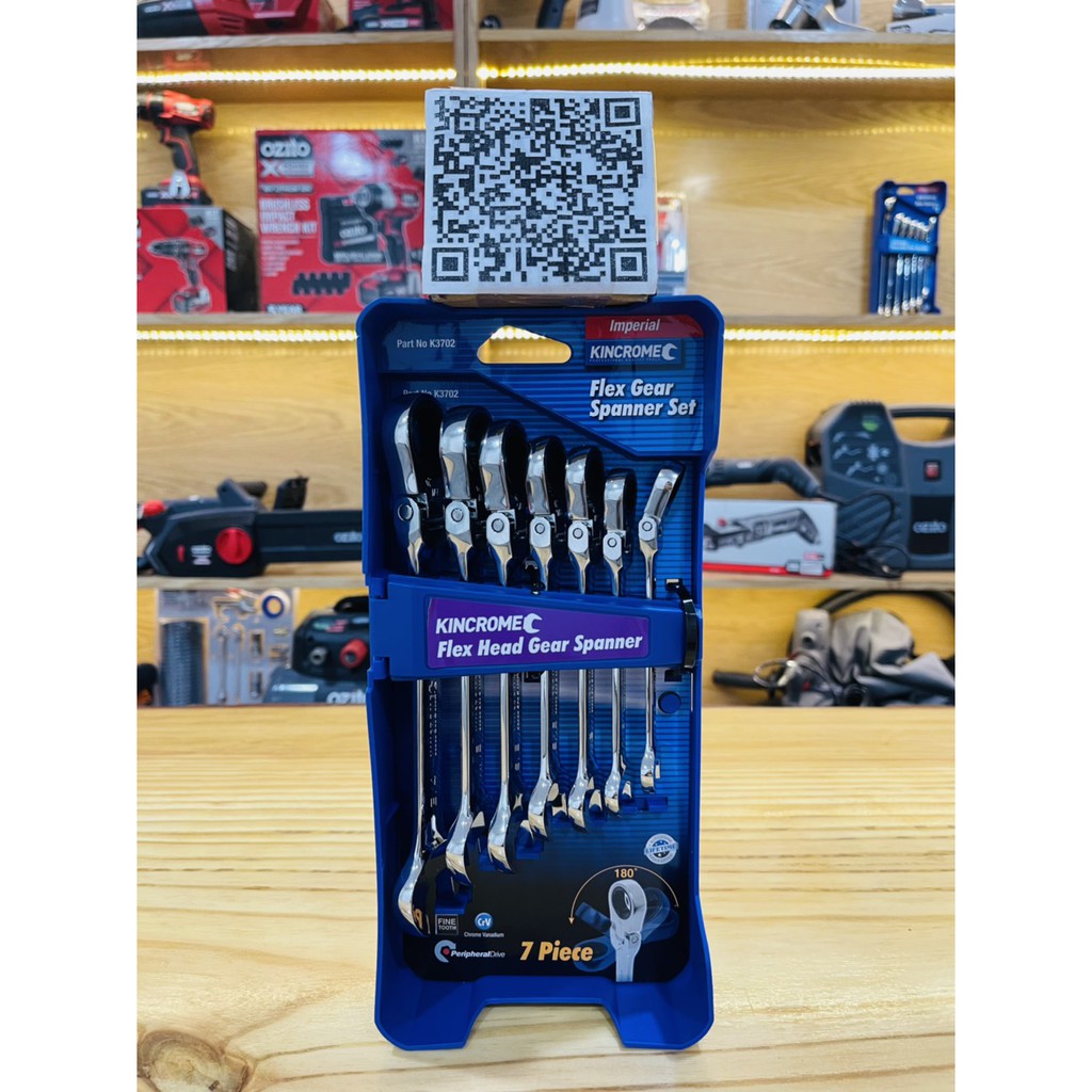 BỘ CƠ LÊ VÒNG BI GẬT GÙ 7 MÓN HỆ INCH 3/8,7/16,1/2,9/16,5/8,11/16,3/4 KINCROME K3702 HÀNG MỚI 100% NHẬP KHẨU AUSTRALIA