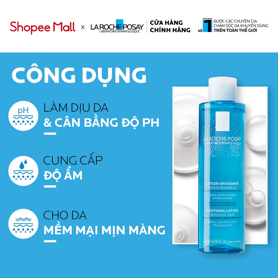 Nước cân bằng giúp làm dịu và bảo vệ da nhạy cảm La Roche-Posay Lotion Sensitive Skin 200ml