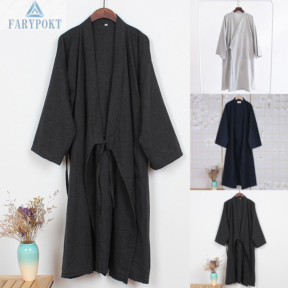 Men Bathrobe Pajamas Print Baggy Robe Sleepwear Yukata Japanese Kimono