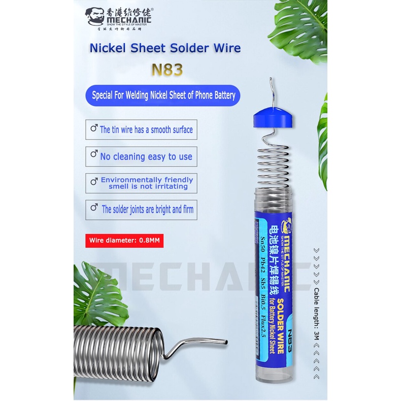 Thiếc hàn Niken N83/ 2UUL/ MaAnt/ RL-444 0.8mm*3m chuyên hàn cell pin