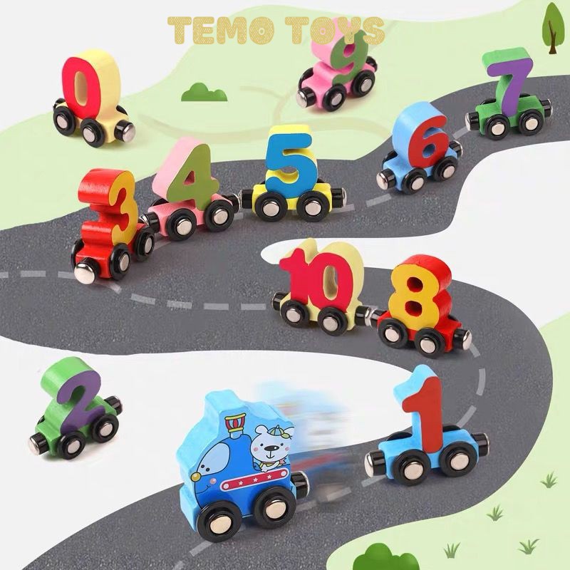 Đồ chơi giáo dục cho bé đoàn tàu chữ cái/số đếm nam châm từ tính phát triển tư duy Temo Toys