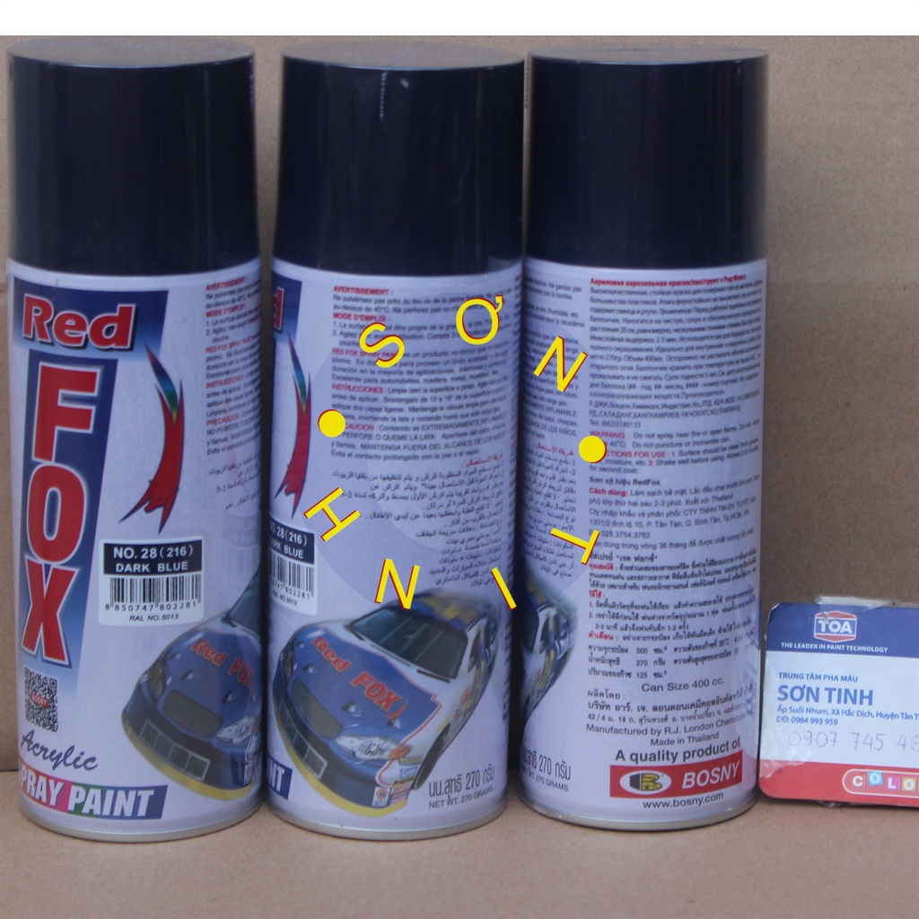 Sơn xịt RED FOX Thái Lan màu Xanh dương đậm DARK BLUE 216 (No. 28)- 1 chai