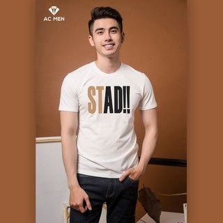 Áo thun nam cổ tròn ac men tay ngắn, trẻ trung, họa tiết chữ stad