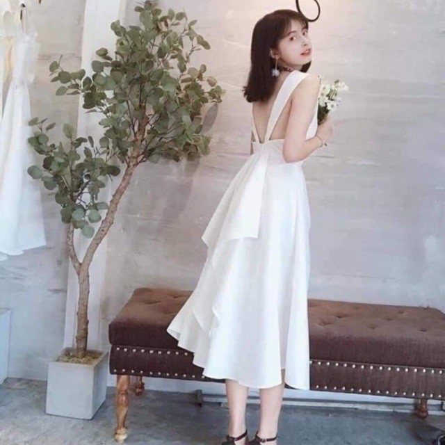 Đầm maxi ❤️FREESHIP❤️ Đầm maxi trắng hở lưng siêu đẹp hàng chuẩn shop