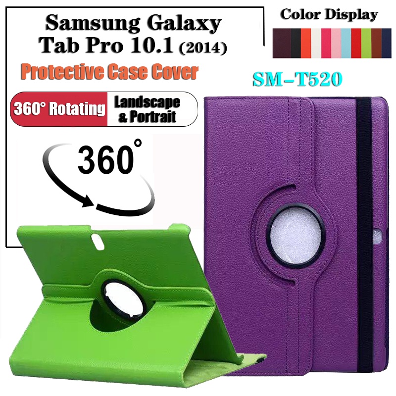 Dành Cho Samsung Galaxy Tab Pro 10.1 (2014) SM-T520 T520 Máy Tính Bảng Bảo Vệ Da Thời Trang 360° Vỏ đứng xoay Bao da Folio gấp lật