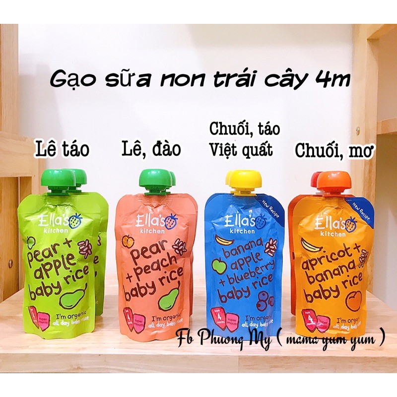 Date 8/22-2023 Trái cây/Hoa quả nghiền hữu cơ ELLA’s KITCHEN cho bé 4 tháng của Anh