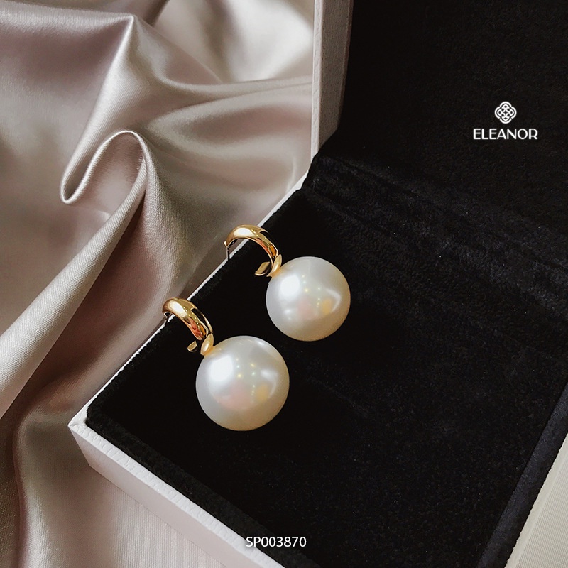 Bông tai nữ ngọc trai nhân tạo Eleanor Accessories viền cong gắn hạt châu phụ kiện trang sức sang trọng