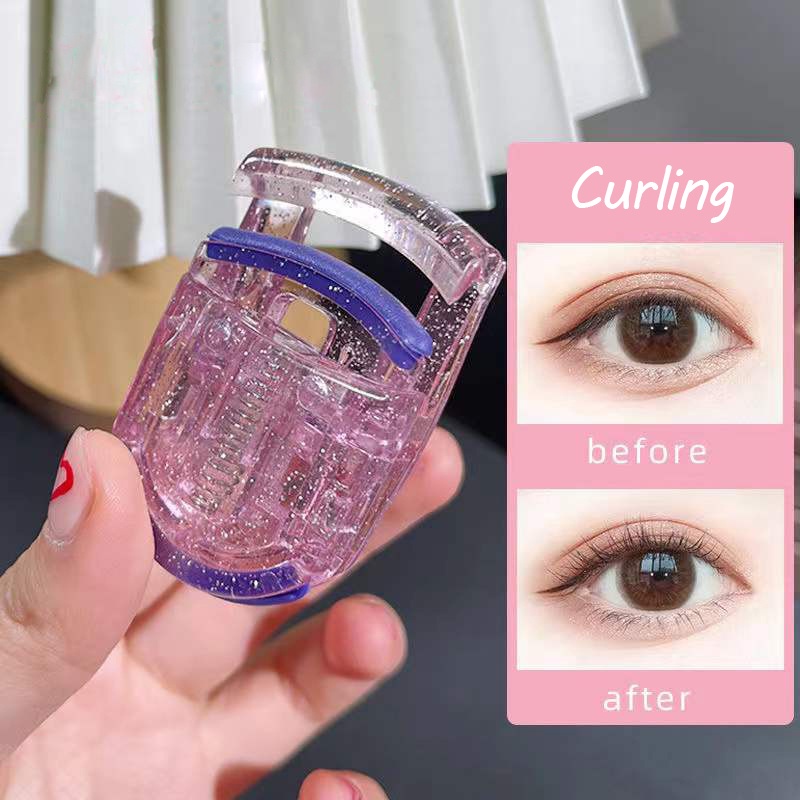 Dụng Cụ Uốn Cong Lông Mi Góc Rộng Nhỏ Gọn Màu Hồng Lấp Lánh Dành Cho Người Mới Bắt Đầu