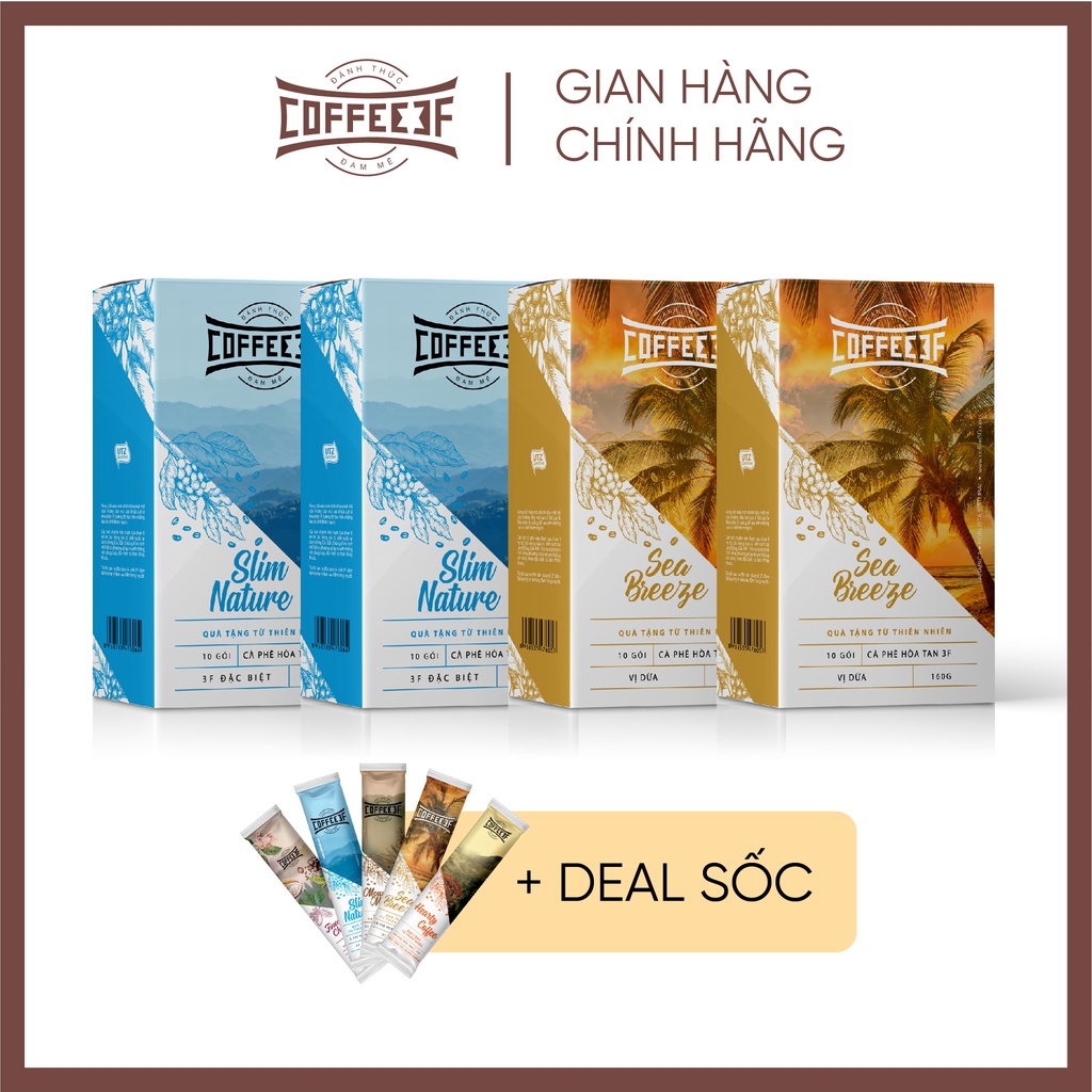 Combo Xả Hàng Tết - 4 hộp cà phê hoà tan Coffee3F (10 gói/hộp x 16g/gói) | BigBuy360 - bigbuy360.vn