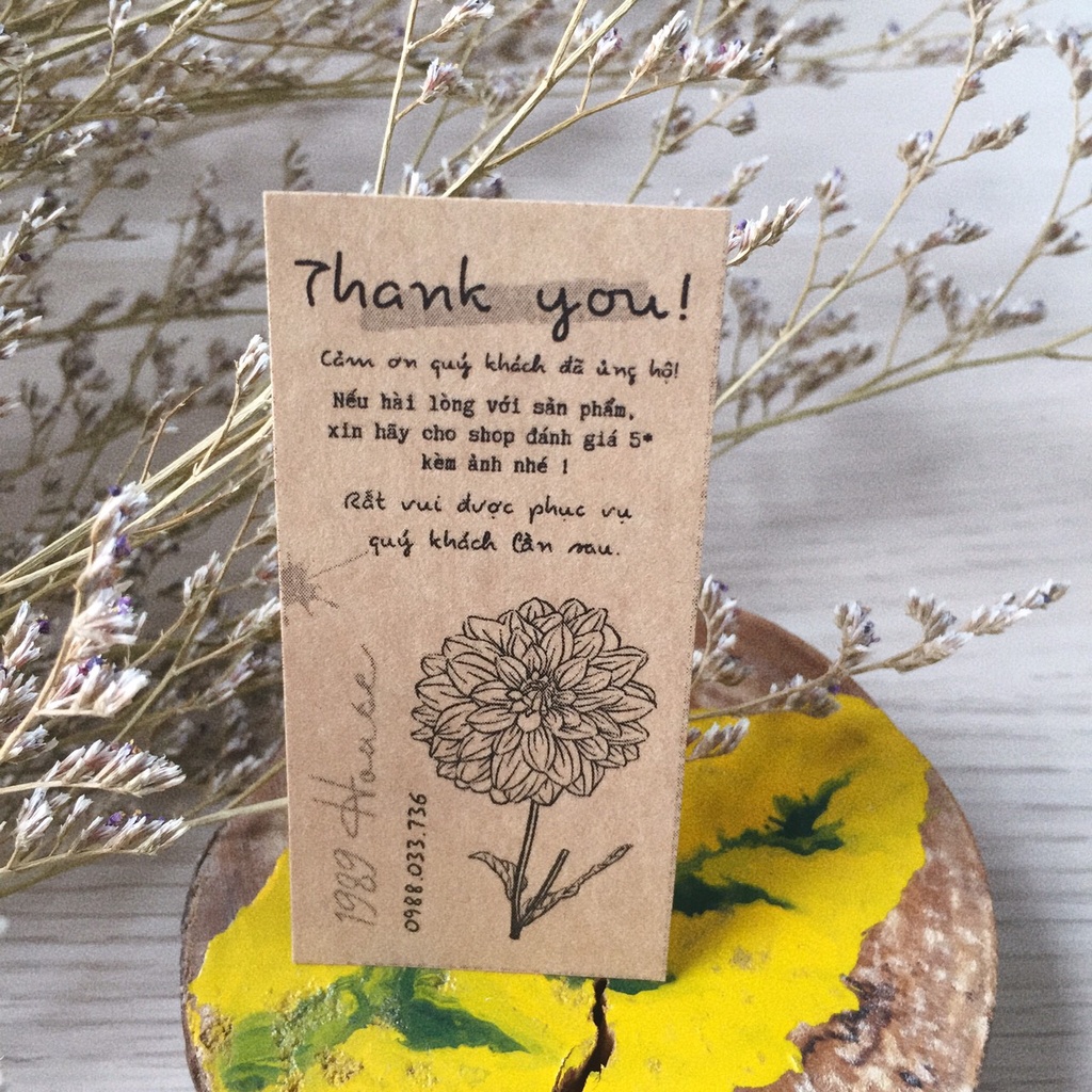 Set 120 tem dán nhãn  kraft cảm ơn Thank you dành cho shop