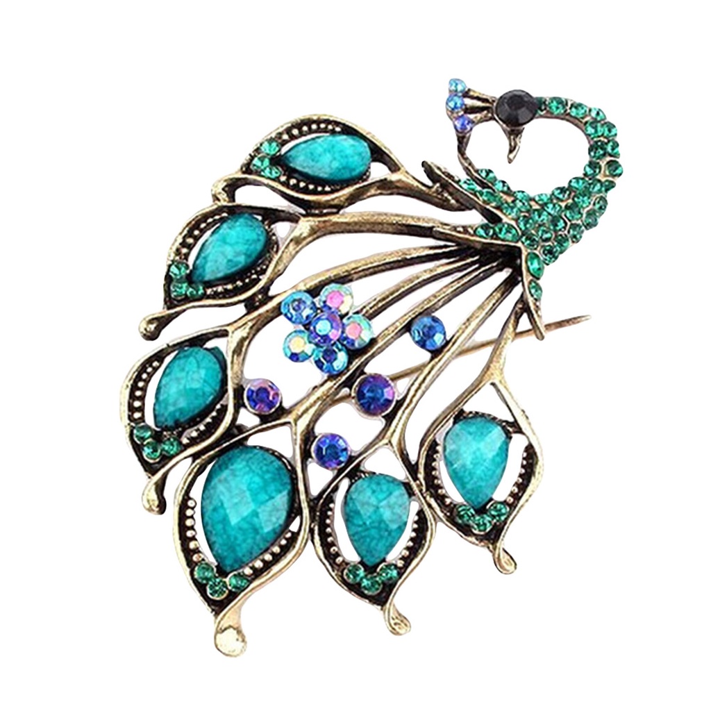 Ghim Cài Áo Hình Chim Công Đính Đá Nhân Tạo Thời Trang Cho Nữ