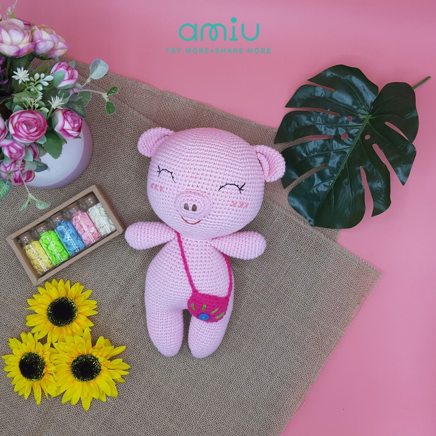 Gấu bông móc len Amigurumi cao cấp - Heo Piggie - SP000127