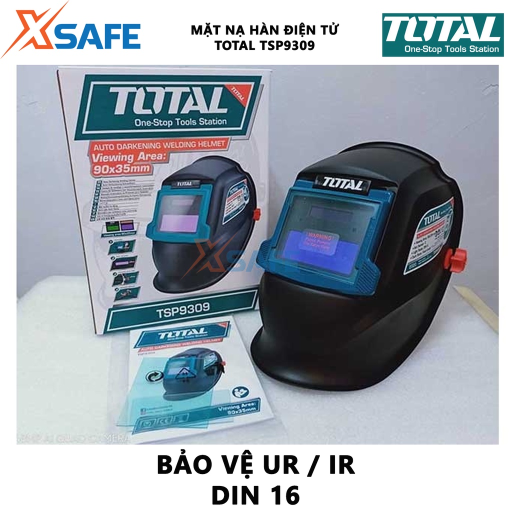 Mặt nạ hàn điện tử TOTAL TSP9309 Mặt nạ hàn tự động vùng quan sát 90×35mm, kích thước vùng tối 110×90×9mm - Chính hãng