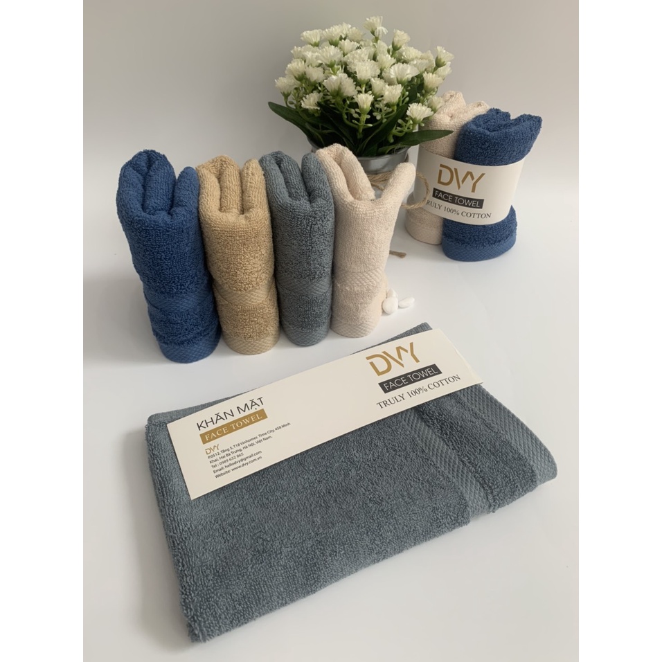 ( Chính Hãng DVY ) Khăn Mặt 100% Cotton ,30x50cm, Cao Cấp, Dày Dặn, Thấm Hút Tốt