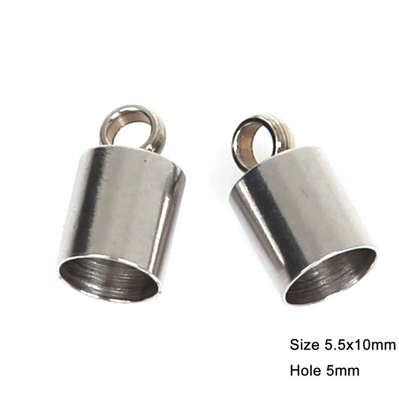 Đầu khóa dây da bằng thép không gỉ 2 - 9mm hình tròn dùng làm trang sức