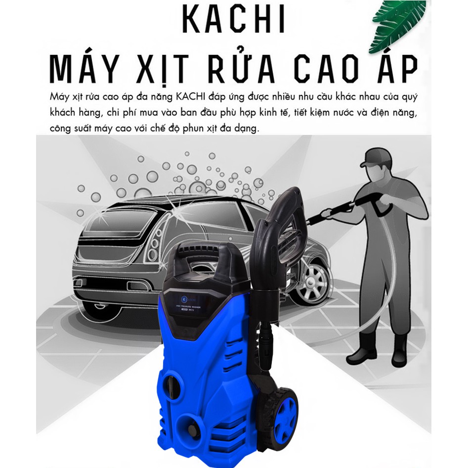 Máy phun xịt rửa xe cao áp Kachi MK73 súng ngắn + Bộ dụng cụ 12 món