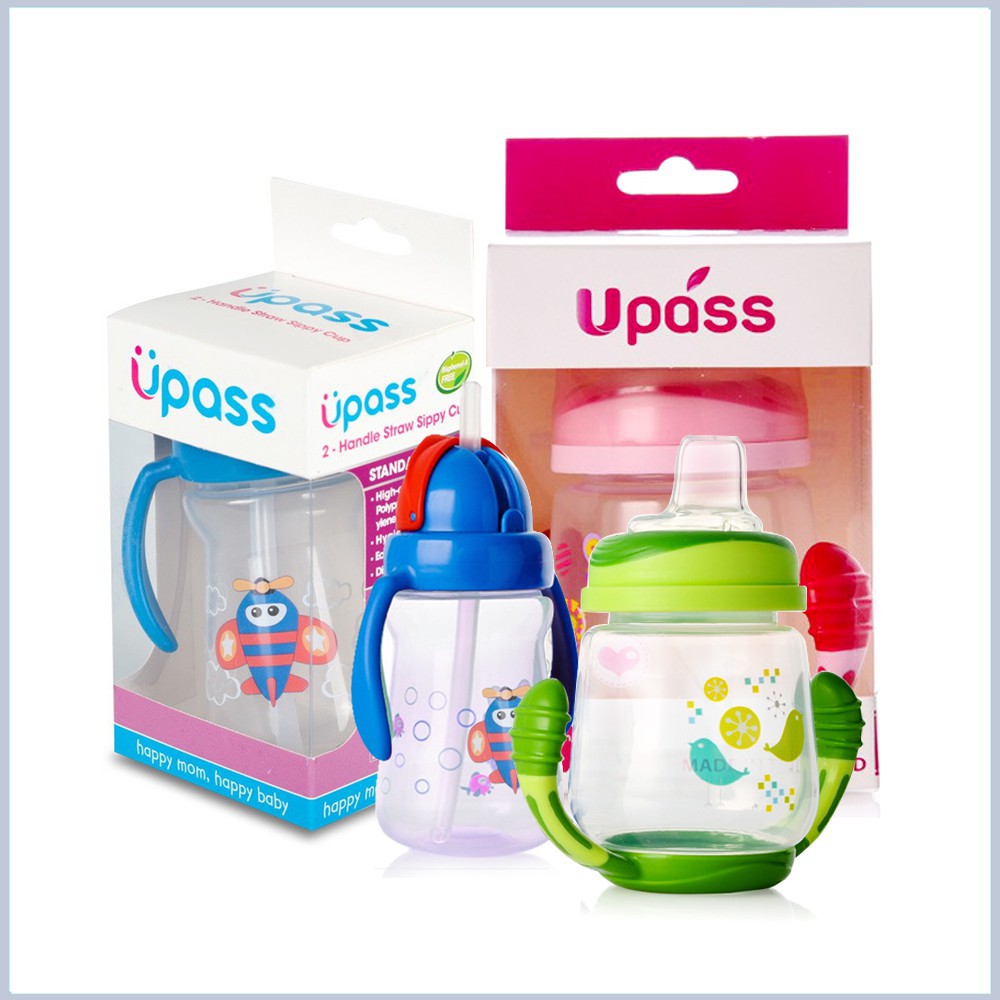 Combo: 1 Cốc tập uống Upass Tay Ngược 180ml; 1 Cốc tập uống Upass 150ml dành cho bé sịn hot cực kì ư