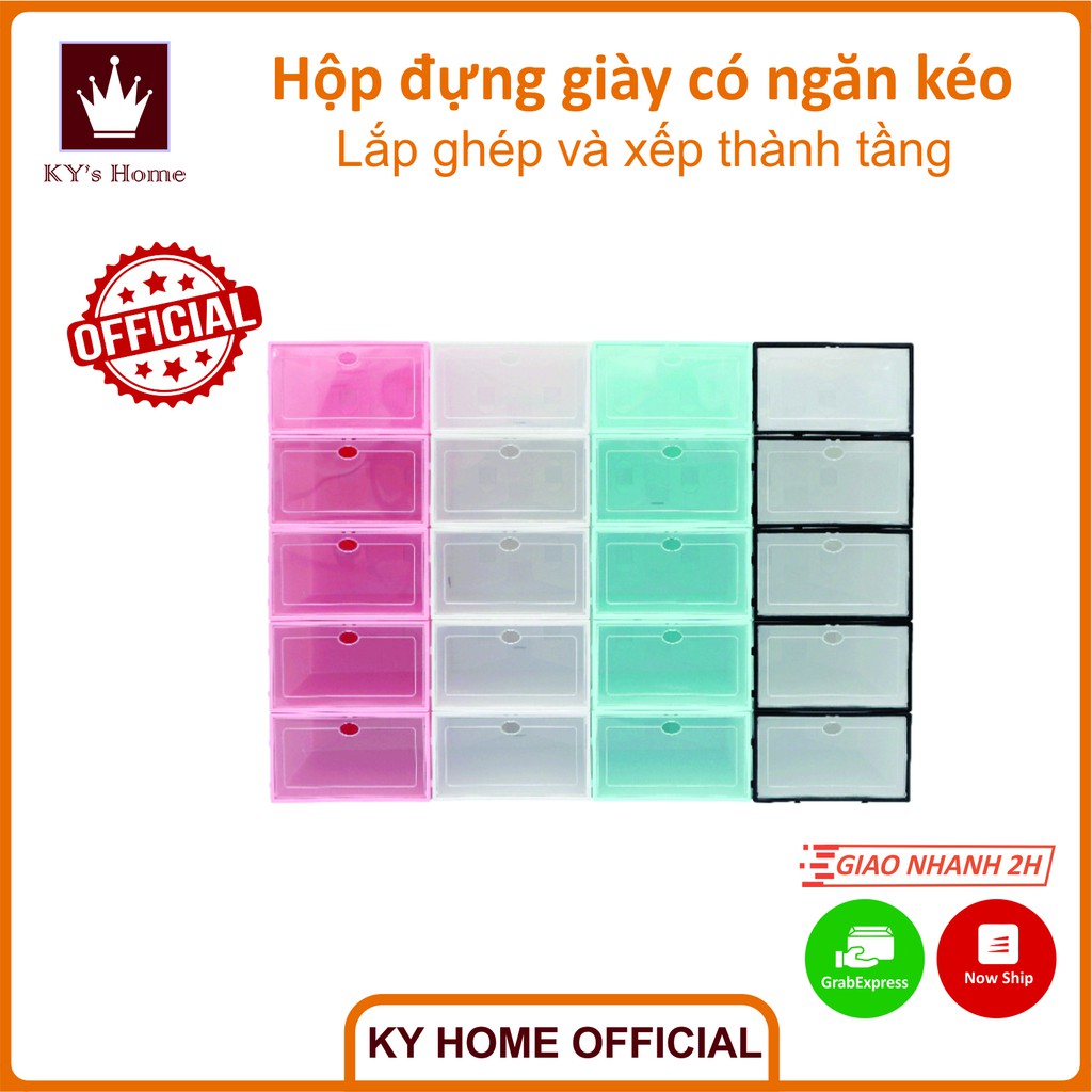 Hộp nhựa đựng giày dép có ngăn kéo trong suốt giúp bảo quản lưu trữ phân loại có thể gập lại 31x20x12