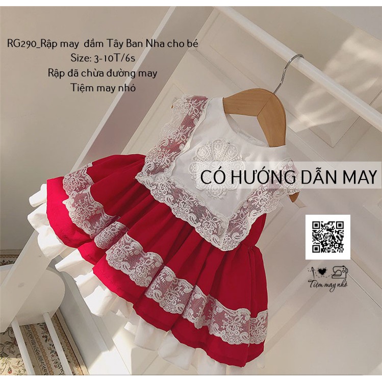 RG290_Rập giấy may đầm công chúa kiểu Tây Ban Nha bé gái