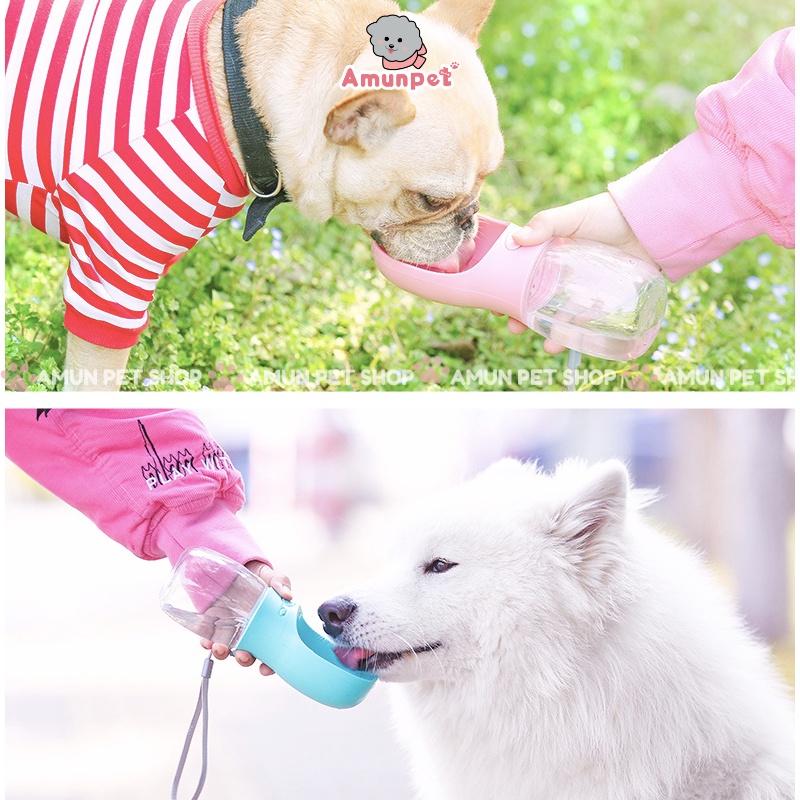 Bình Nước Di Động Cho Chó Mèo Khi Đi Dạo Du Lịch Mẫu Bình Uống Nước Cầm Tay Cho Thú Cưng Cao Cấp Amun Pet