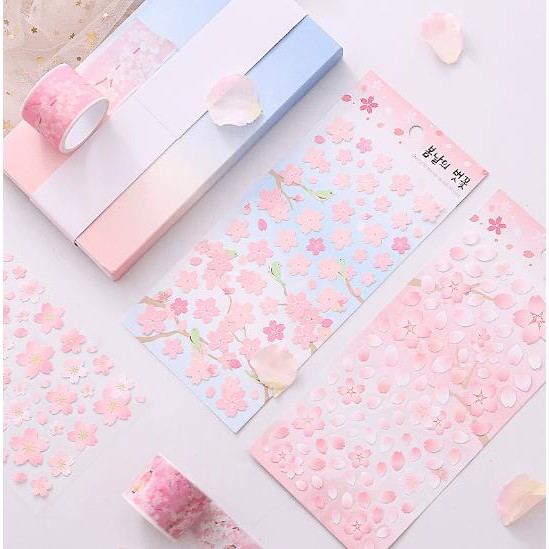 sticker mèo SI12 sticker mèo thỏ anh đào dễ thương bullet journal 7*19,5cm