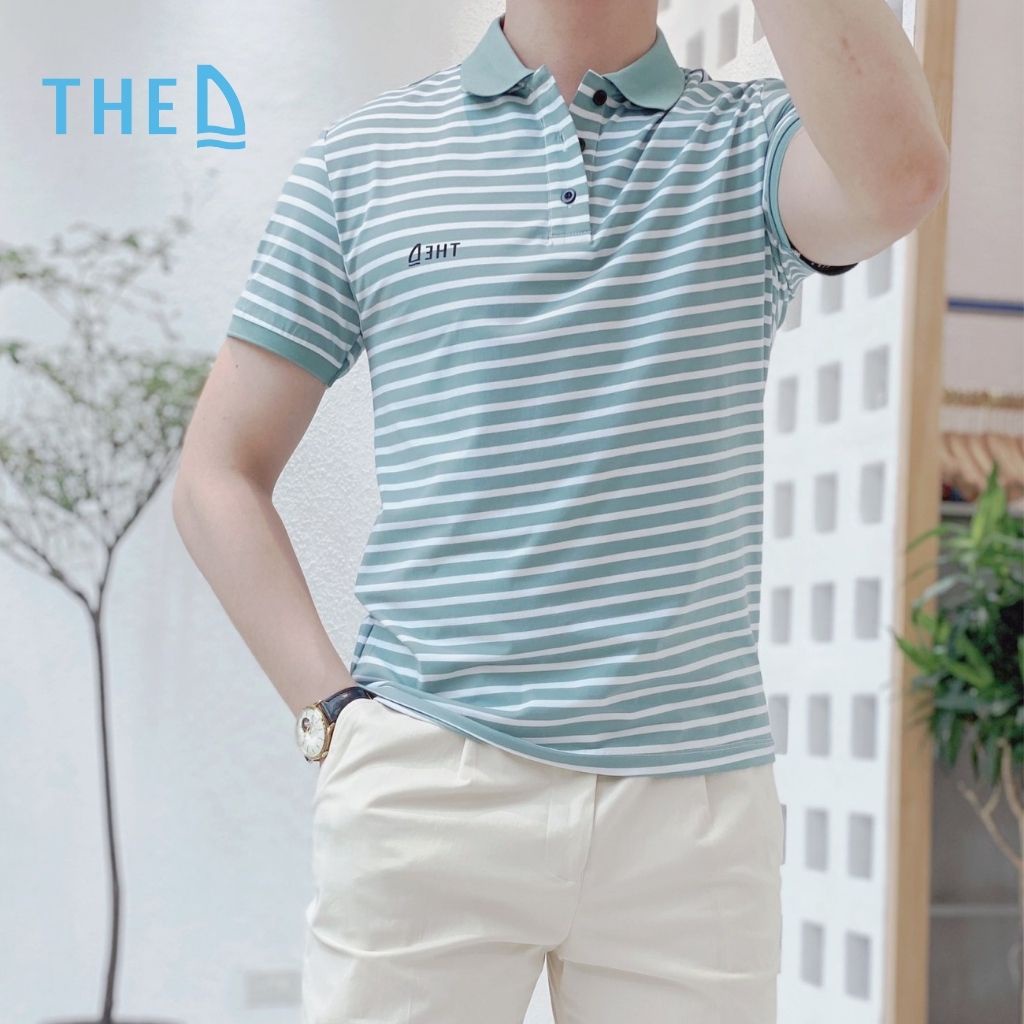 Áo Polo Nam Cotton The D Kẻ Sọc Dáng Regular Fit, Chất Liệu Cotton Mềm Mịn, Thoáng Mát, Thấm Hút Tốt AP 5510