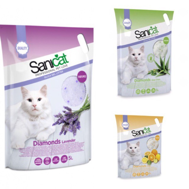 CÁT VỆ SINH THUỶ TINH KHÔNG MÙI SANICAT 5l CHO CHÓ MÈO