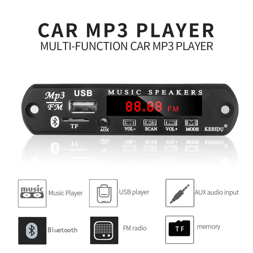 Set mô đun bảng mạch giải mã âm thanh mp3 kết nối bluetooth không dây USB TF FM Radio AUX 12V 24V cho xe hơi