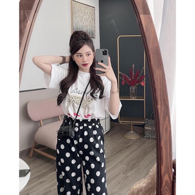 Set bộ áo phông quần bi ống rộng