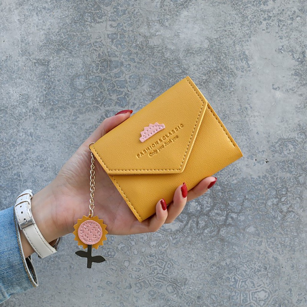 Ví nữ mini ngắn cầm tay nhỏ gọn bỏ túi thời trang HOA HƯỚNG DƯƠNG VN04 | BigBuy360 - bigbuy360.vn