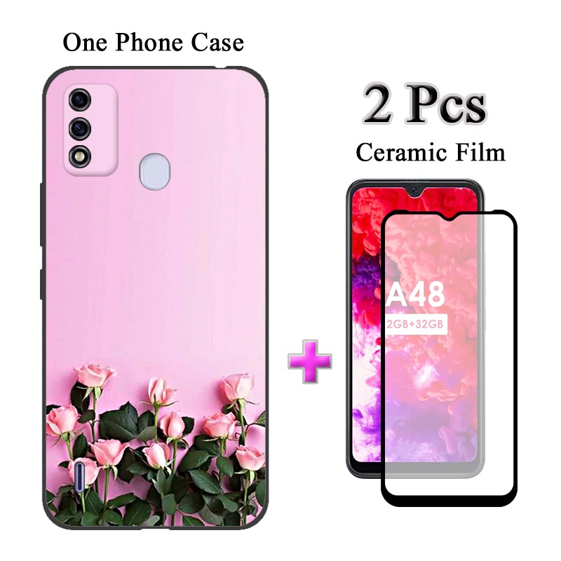 Ốp Điện Thoại 2 Trong 1 Kèm Miếng Bảo Vệ Màn Hình Cho ITEL A48