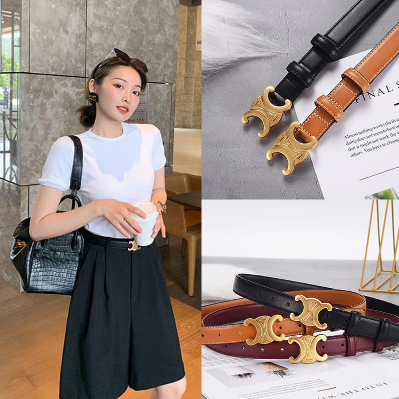 Thắt lưng nữ dây mềm, Belt Lưng Da Bò Mặt Vàng