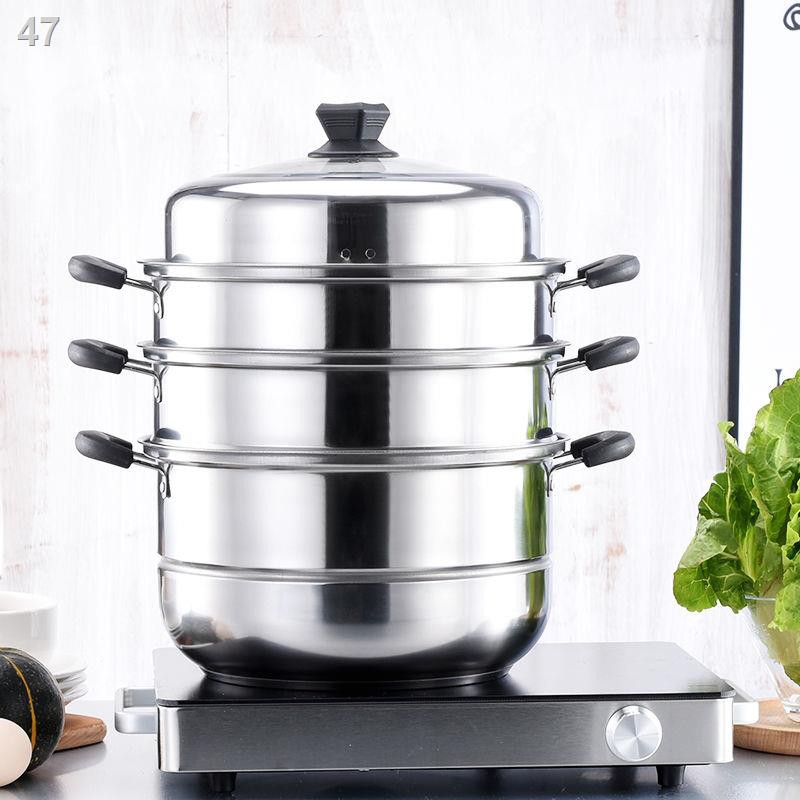 XTủ hấp inox gia dụng lớn 34cm ba lớp hai bốn 5 và 1 Nồi