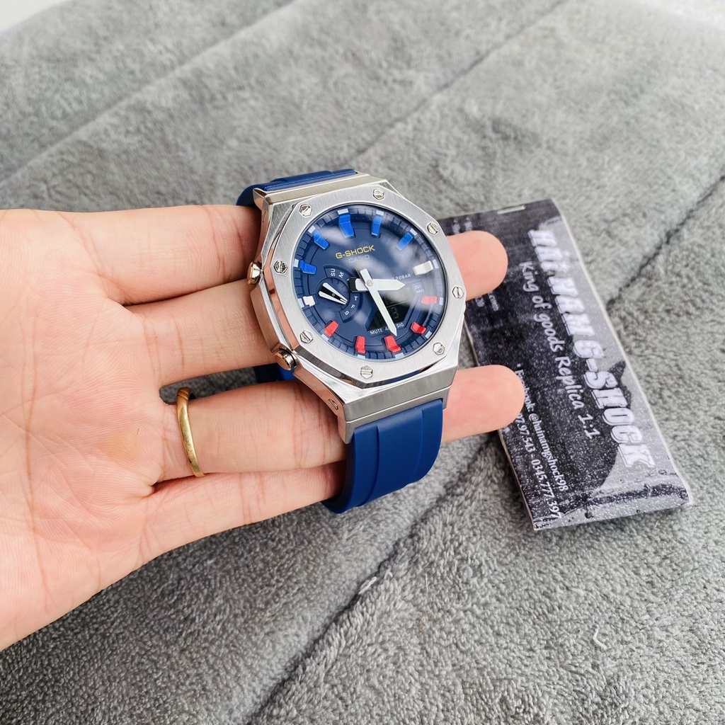 Đồng hồ nam G-SHOCK GA-2100-1A Custom Silver Blue | GA-2100 Custom | Full phụ kiện | Bảo hành 2 năm