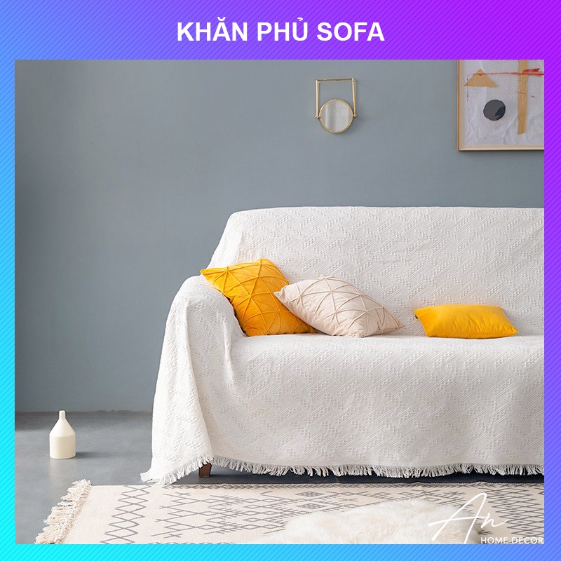 Khăn chăn trải thảm phủ ghế sofa văn phòng sợi dệt tua rua