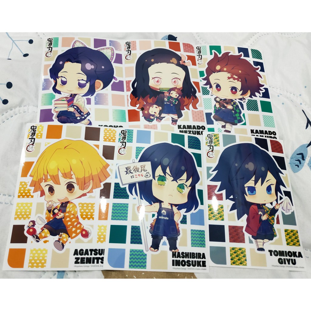 Postcard chibi official Kimetsu no Yaiba Thanh Gươm Diệt Quỷ Tanjiro / Nezuko / Zenitsu / Innosuke /