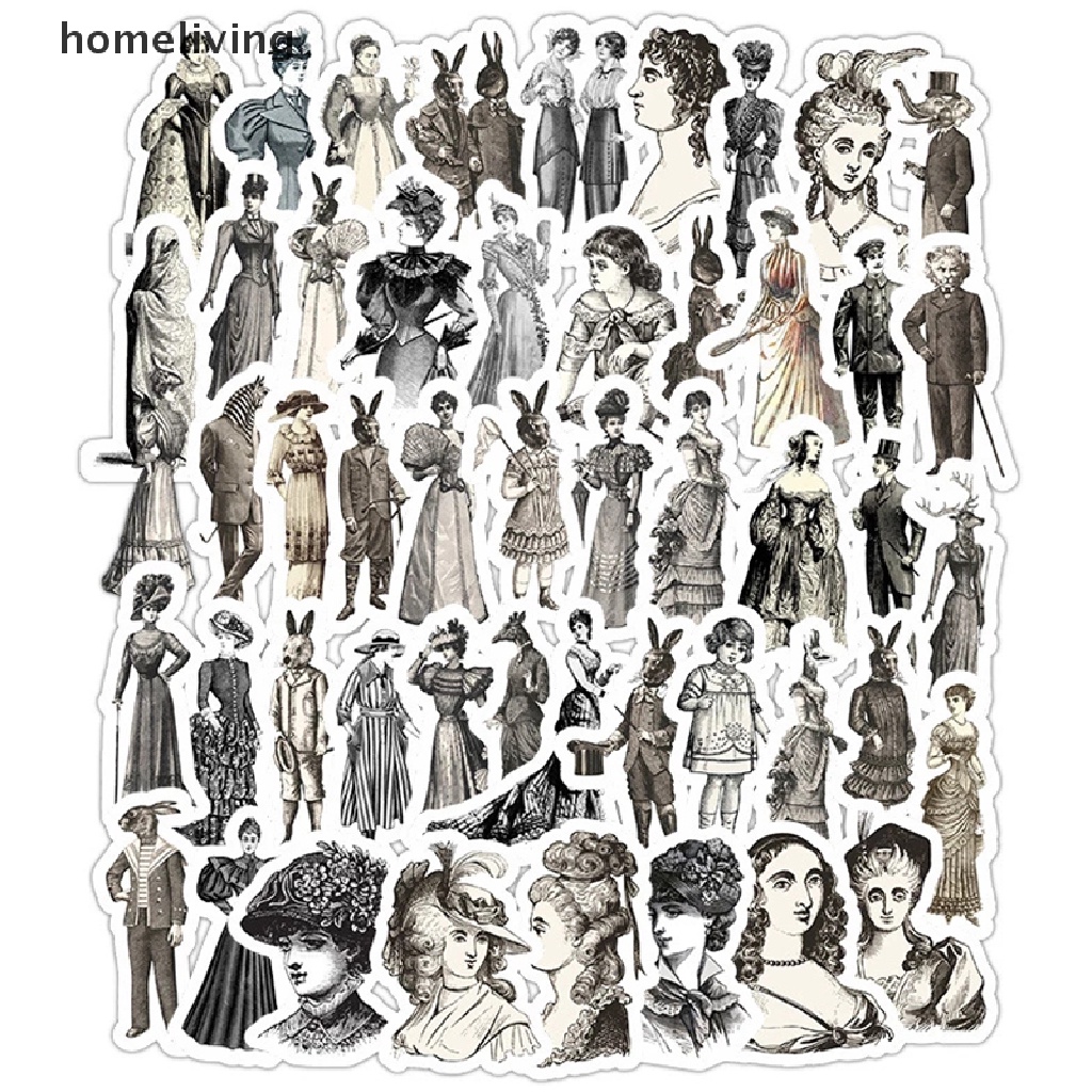 Set 50 Sticker Dán Trang Trí Sổ Tay DIY Hình Vé Máy Bay Phong Cách Châu Âu Cổ Điển