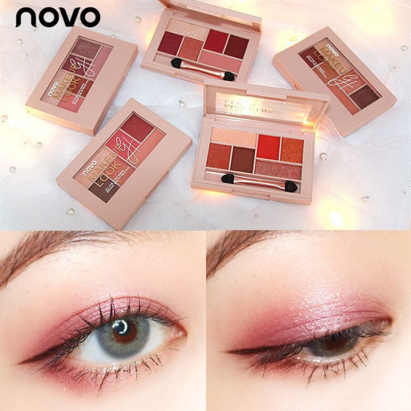 [Hàng mới về] Bảng phấn trang điểm mắt chống lem không thấm nước 6 màu hiệu NOVO | BigBuy360 - bigbuy360.vn