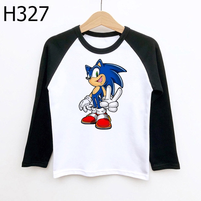 ✨ ❀ Áo Thun Tay Dài In Hình Nhím sonic Hoạt Hình Vui Nhộn 2 Màu Lựa Chọn Cho Bé Trai Và Gái