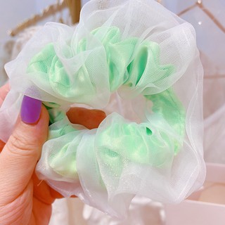 Thun cột tóc chiffon 2 lớp thiết kế màu dạ quang độc đáo