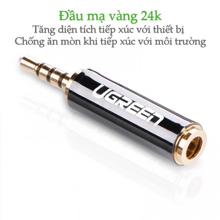 Đầu chuyển đổi 2.5mm đực sang 3.5mm cái dài 25mm UGREEN 20501 - Hàng chính hãng