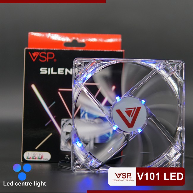 Fan case 120mm trắng V101 Có LED - Bảo Hành 3 Tháng