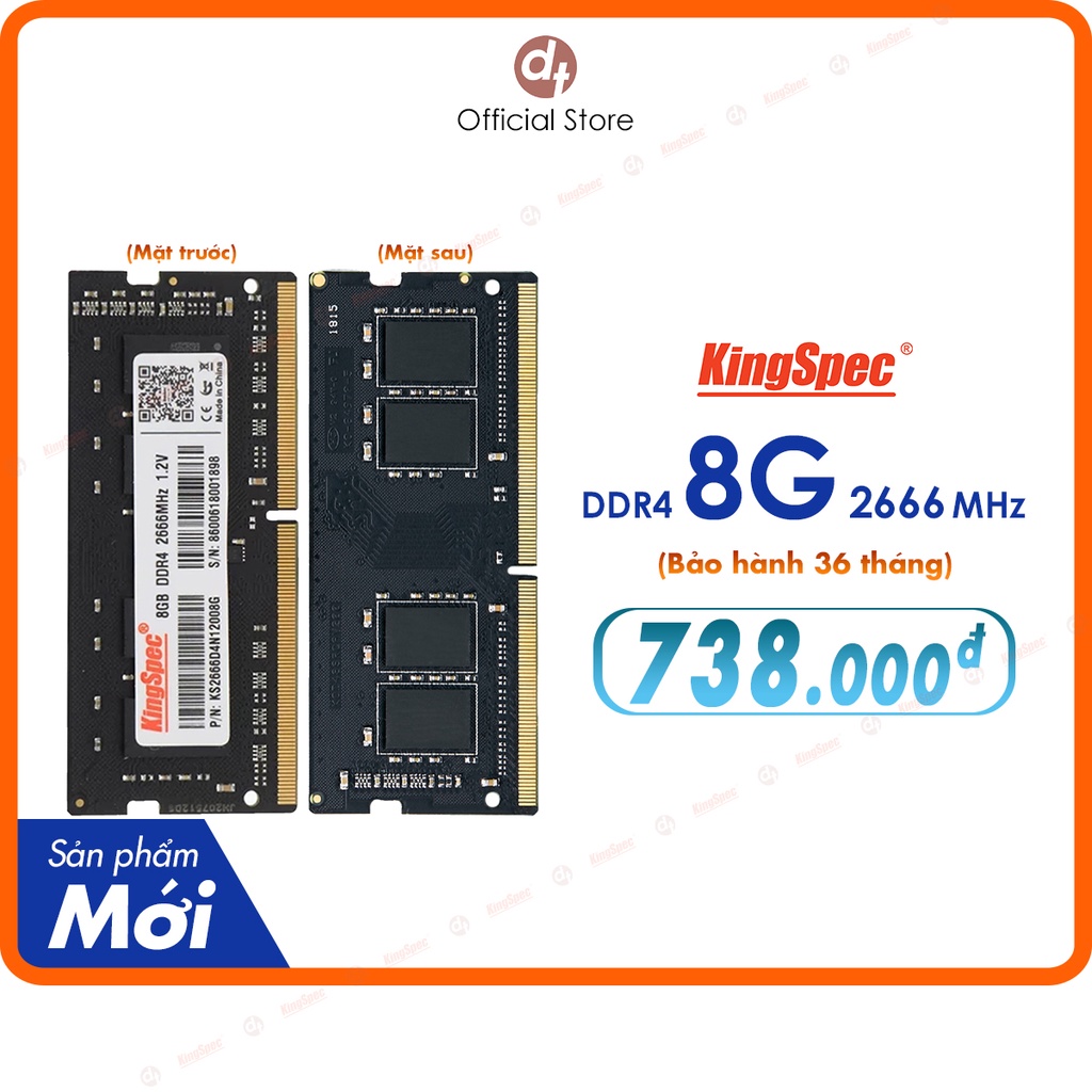 [Mã BMBAU300 giảm 10% đơn 499K] RAM Laptop KingSpec 4G / 8GB DDR4 2666MHz | KSN Series Hàng Chính Hãng