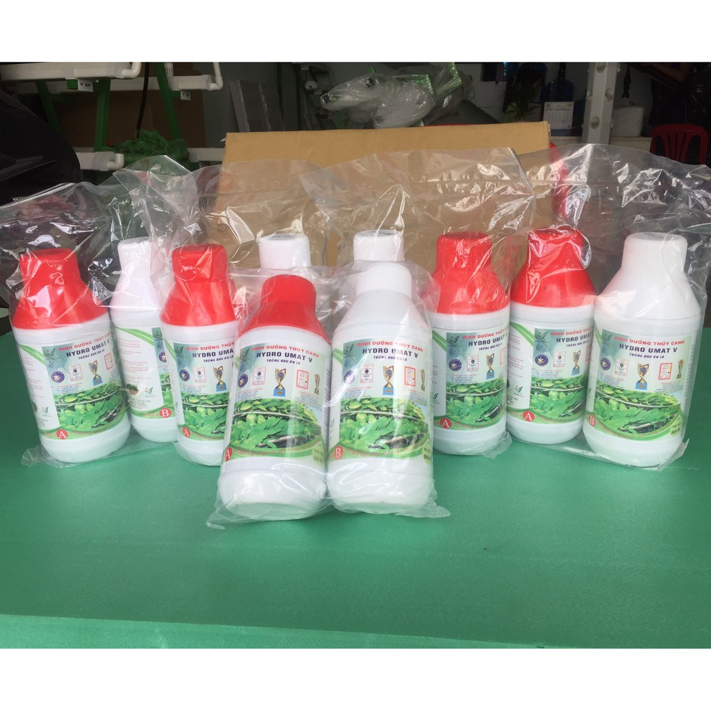 Bộ 2 chai dung dịch thuỷ canh cao cấp Hydro Umat V chai 500ml chuyên dùng cho rau ăn lá