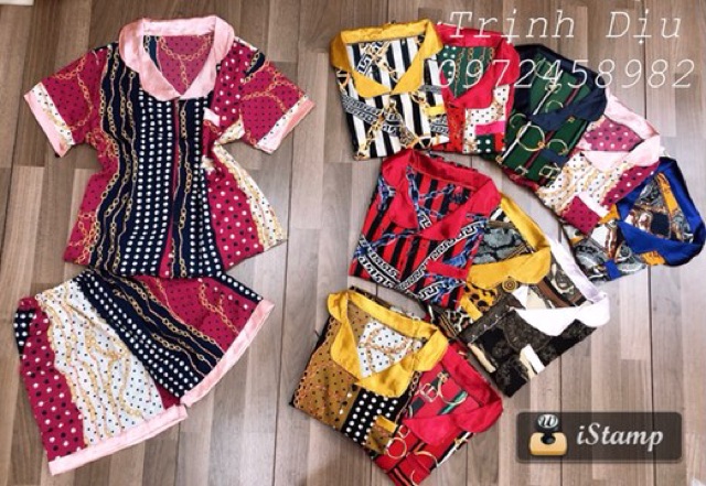 FREESHIP 50K Bộ pijama LỤA HÀN ÁO CỘC QUẦN CỘC màu siêu hot