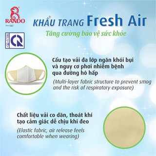 Khẩu Trang Fresh Air Kid, Rando Chính Hãng, Set 5 Cái Khẩu Trang Vải 2 Lớp Kháng khuẩn Dành Cho Bé